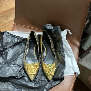 Gold Versace flat shoes